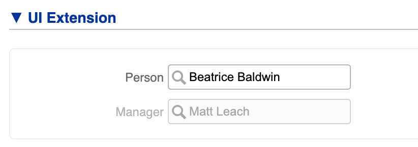 UI extension with person and manager